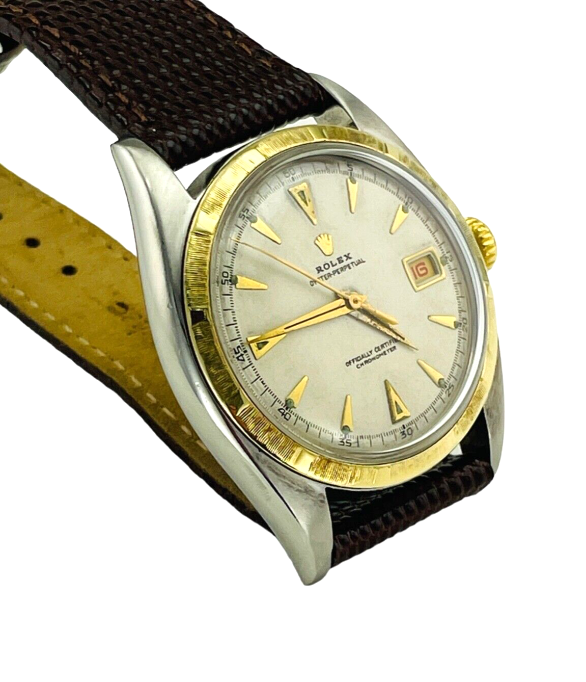 1953 Rolex Bubbleback 14K bezel Gold Stainless Steel Watch Ref. 6105