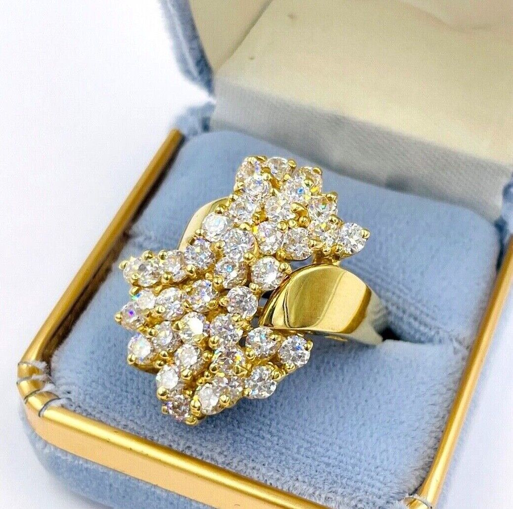 Estate 14k yellow gold CZ 4.00cts cocktail ring