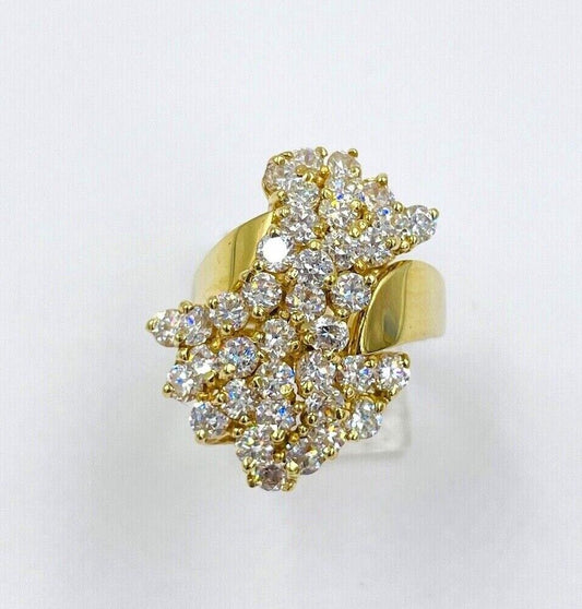 Estate 14k yellow gold CZ 4.00cts cocktail ring