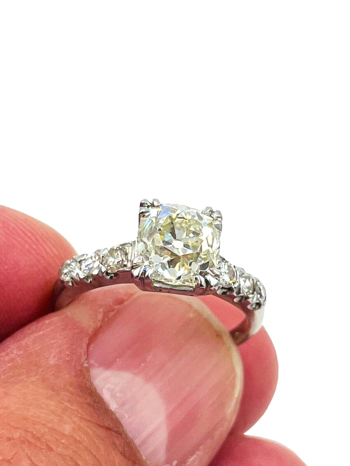Estate Platinum GIA Certified Old Mine Diamond Ring wedding engagement